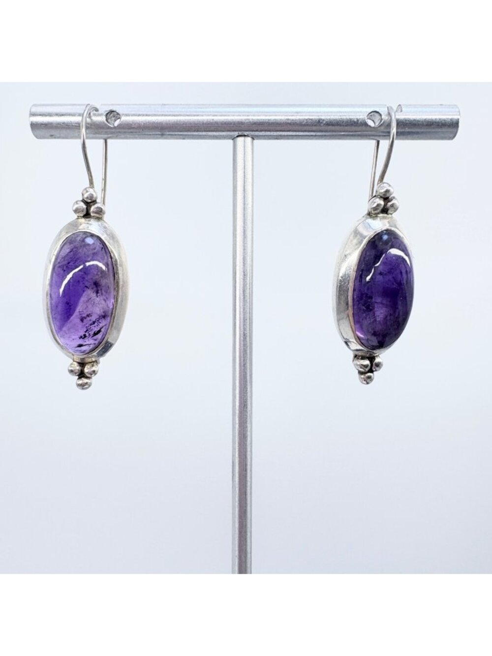 Amethyst Sterling Silver 925 Leverback Dangle Earrings Size 1.5" Length